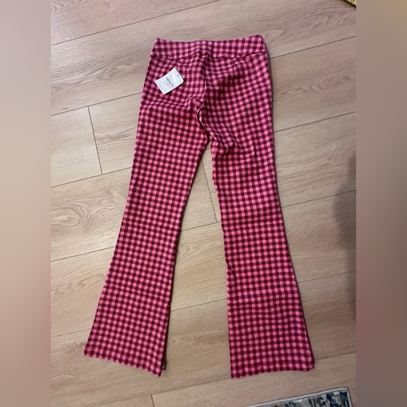 NWT Plaid Pink Gingham Stretchy Flare Low Rise Women's 👖 Pants 💖💫 Medium - Picture 4 of 15